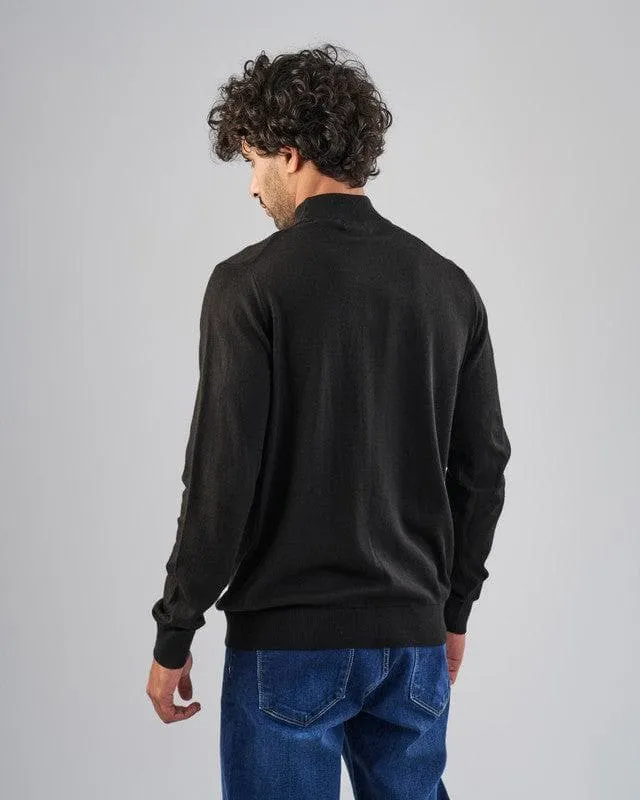 BASIC HIGH NECK SWEATER  - BLACK