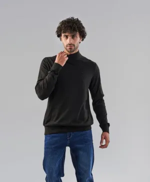 BASIC HIGH NECK SWEATER  - BLACK