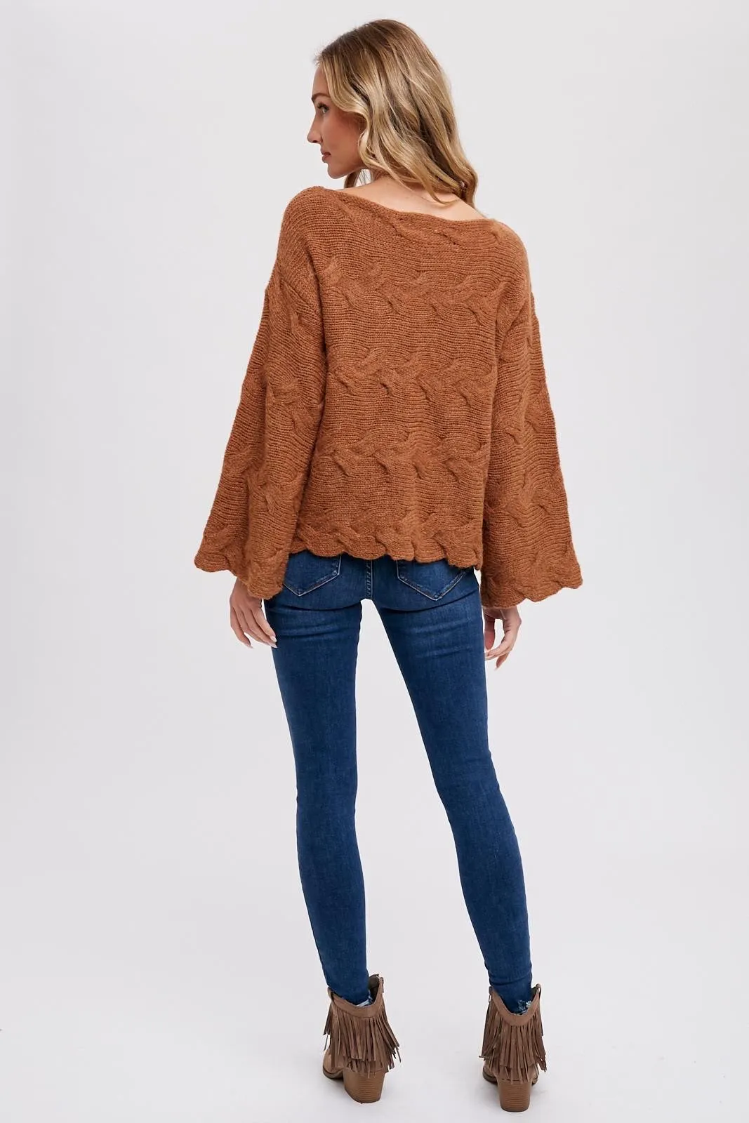 Boatneck Cable Knit Sweater