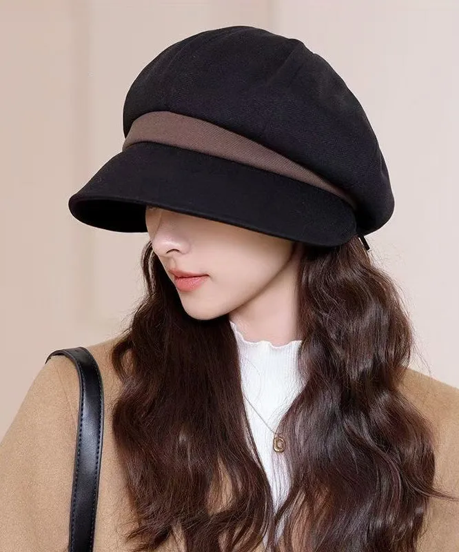 Boutique Black Versatile Woolen Beret Hat RB056