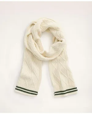 Brooks Brothers Men's Lambswool Cable Knit Scarf Natural