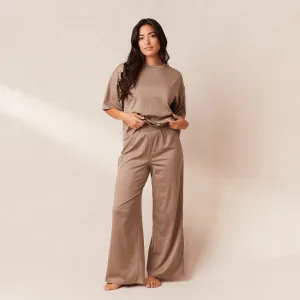 Classic Fleece Oversized Pyjama Trousers - Fawn