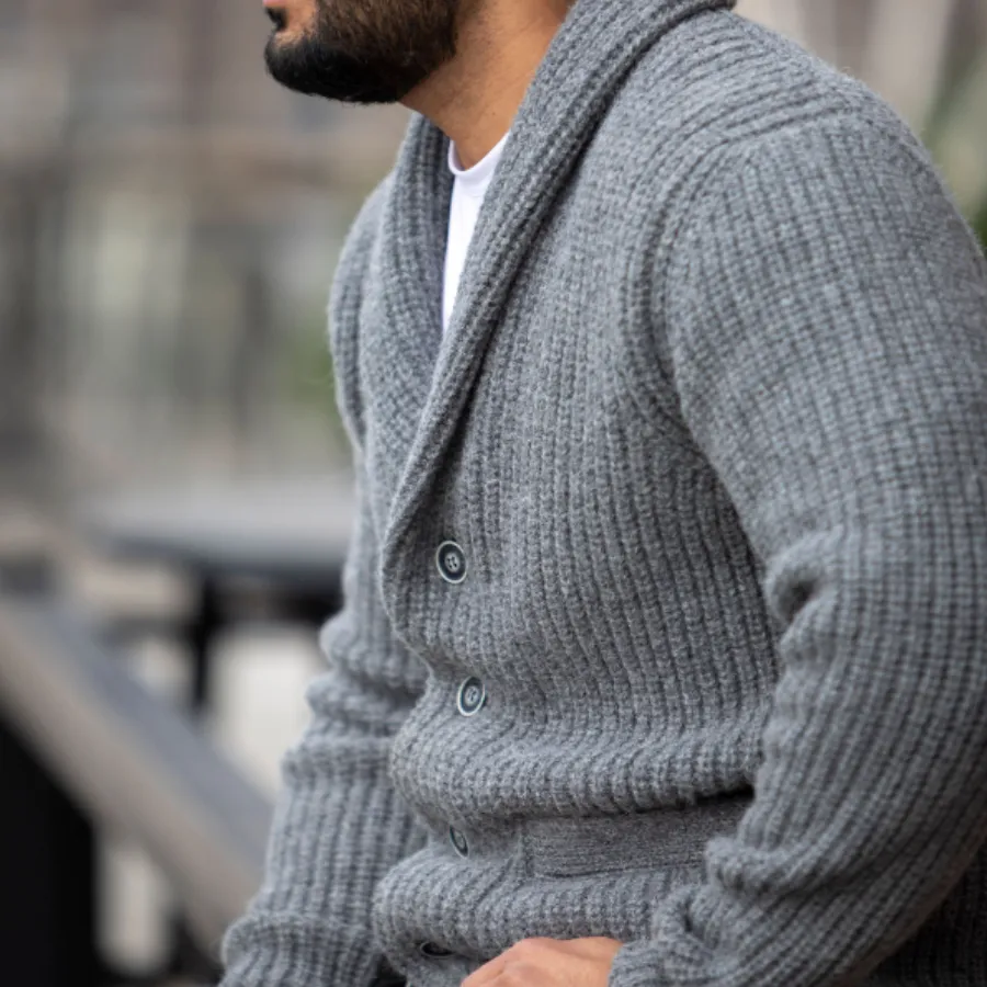 Classic Ribbed Knit Alpaca Cardigan