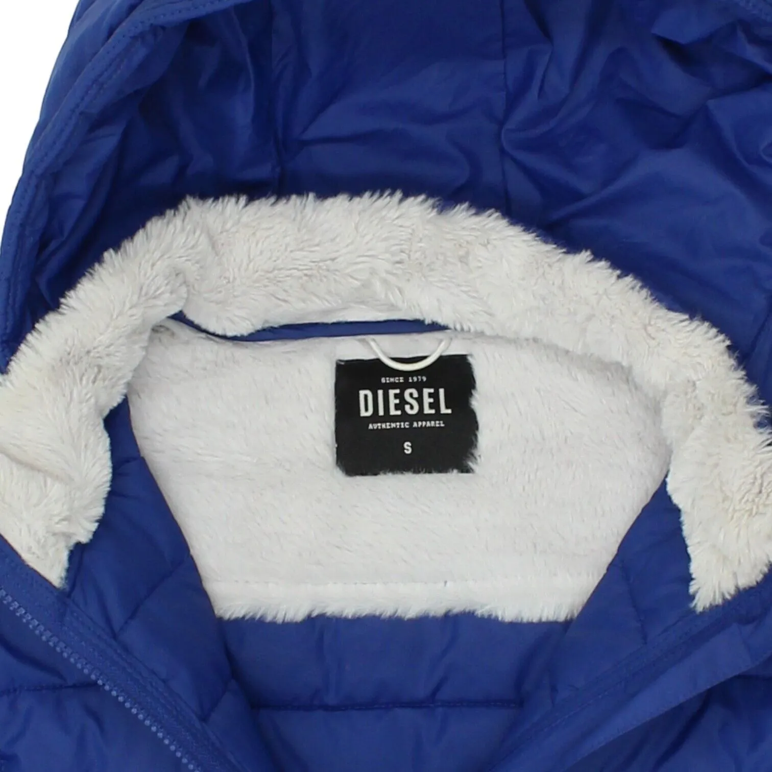 Diesel Womens Blue Lightweight Hooded Puffer Jacket | Padded Designer Coat