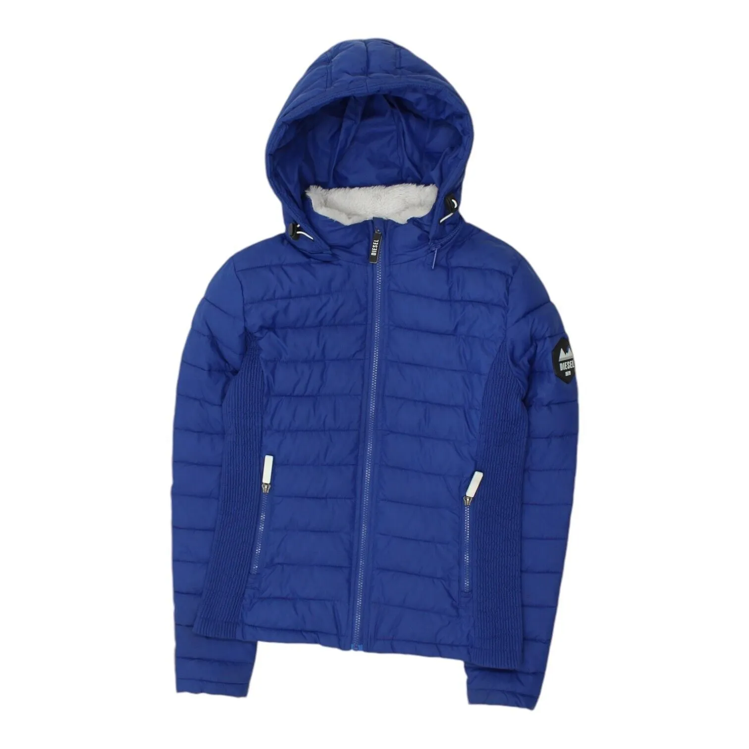 Diesel Womens Blue Lightweight Hooded Puffer Jacket | Padded Designer Coat