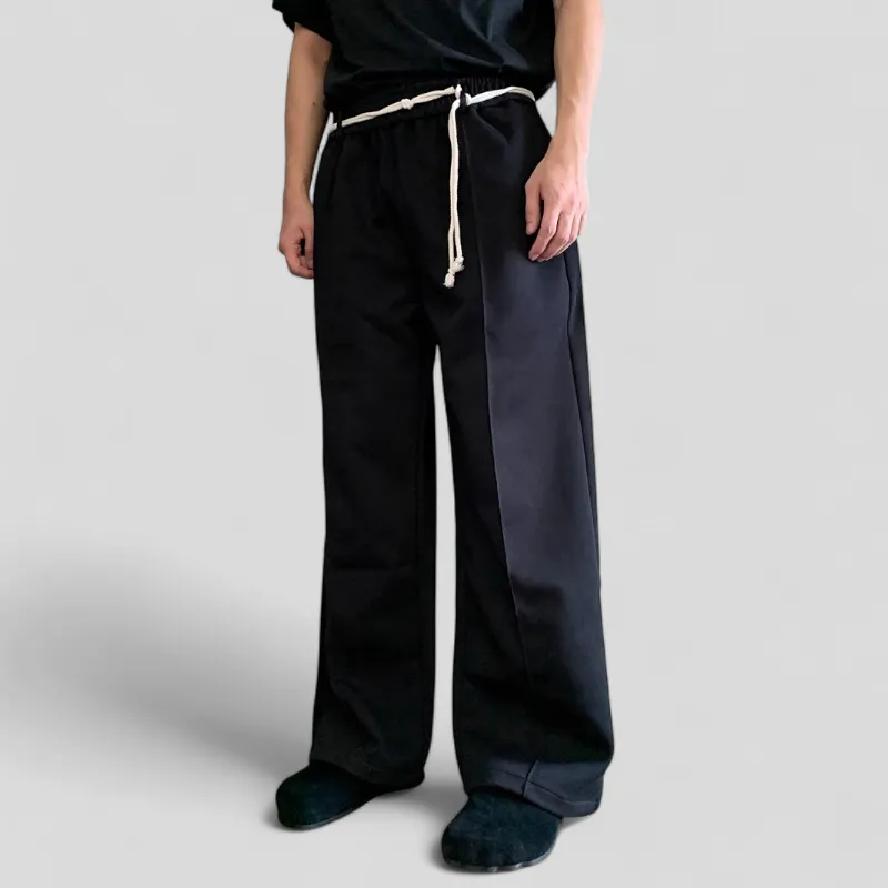 Double knit wide leg jogger with belt