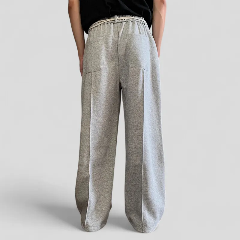 Double knit wide leg jogger with belt