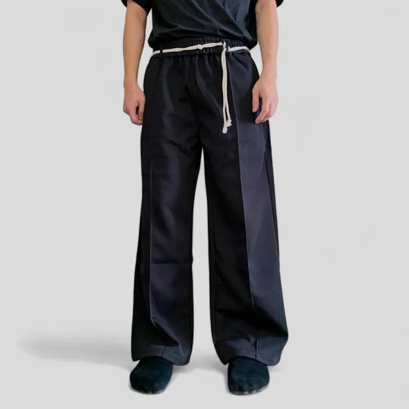 Double knit wide leg jogger with belt