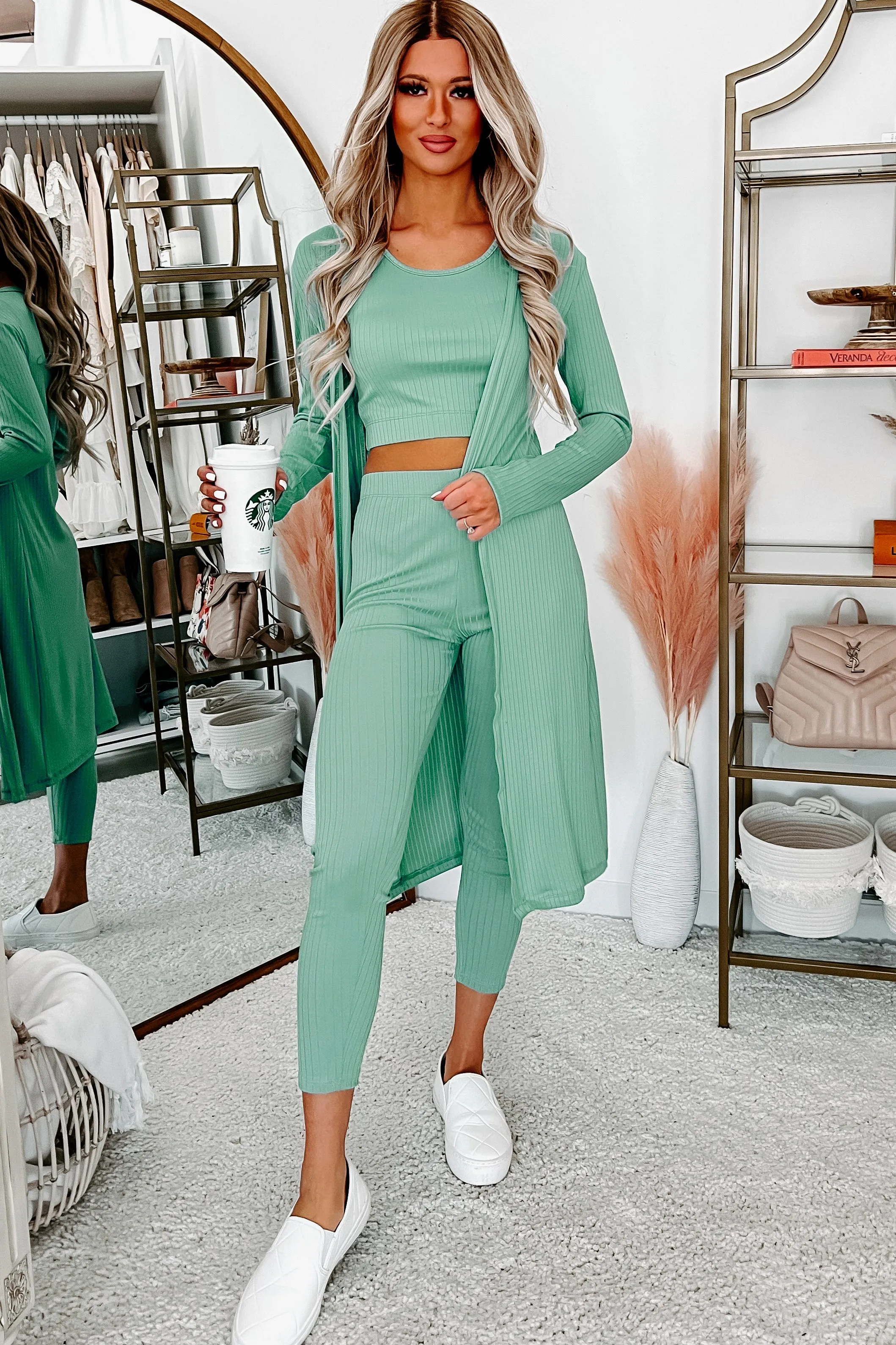 Everything And More Ribbed 3-Piece Set (Seafoam)