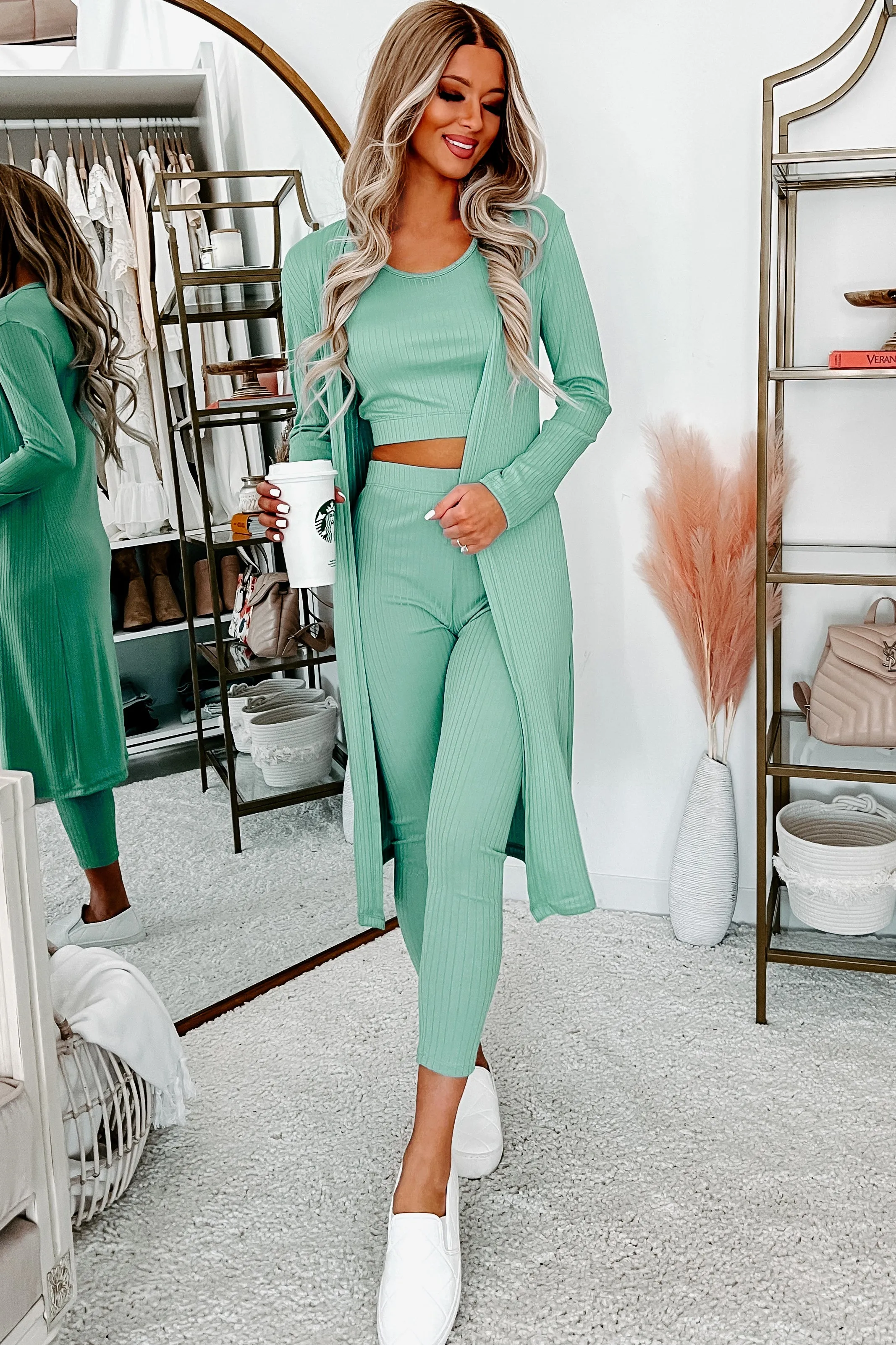 Everything And More Ribbed 3-Piece Set (Seafoam)