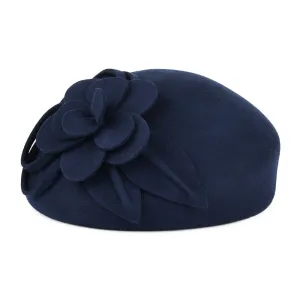 Failsworth Hats Marina Wool Felt Blocked Beret - Navy Blue