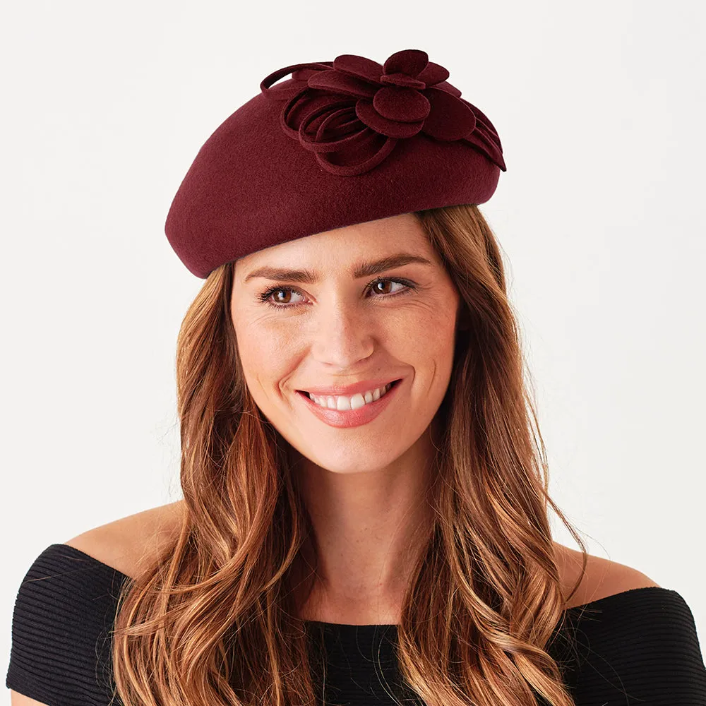 Failsworth Hats Marina Wool Felt Blocked Beret - Wine