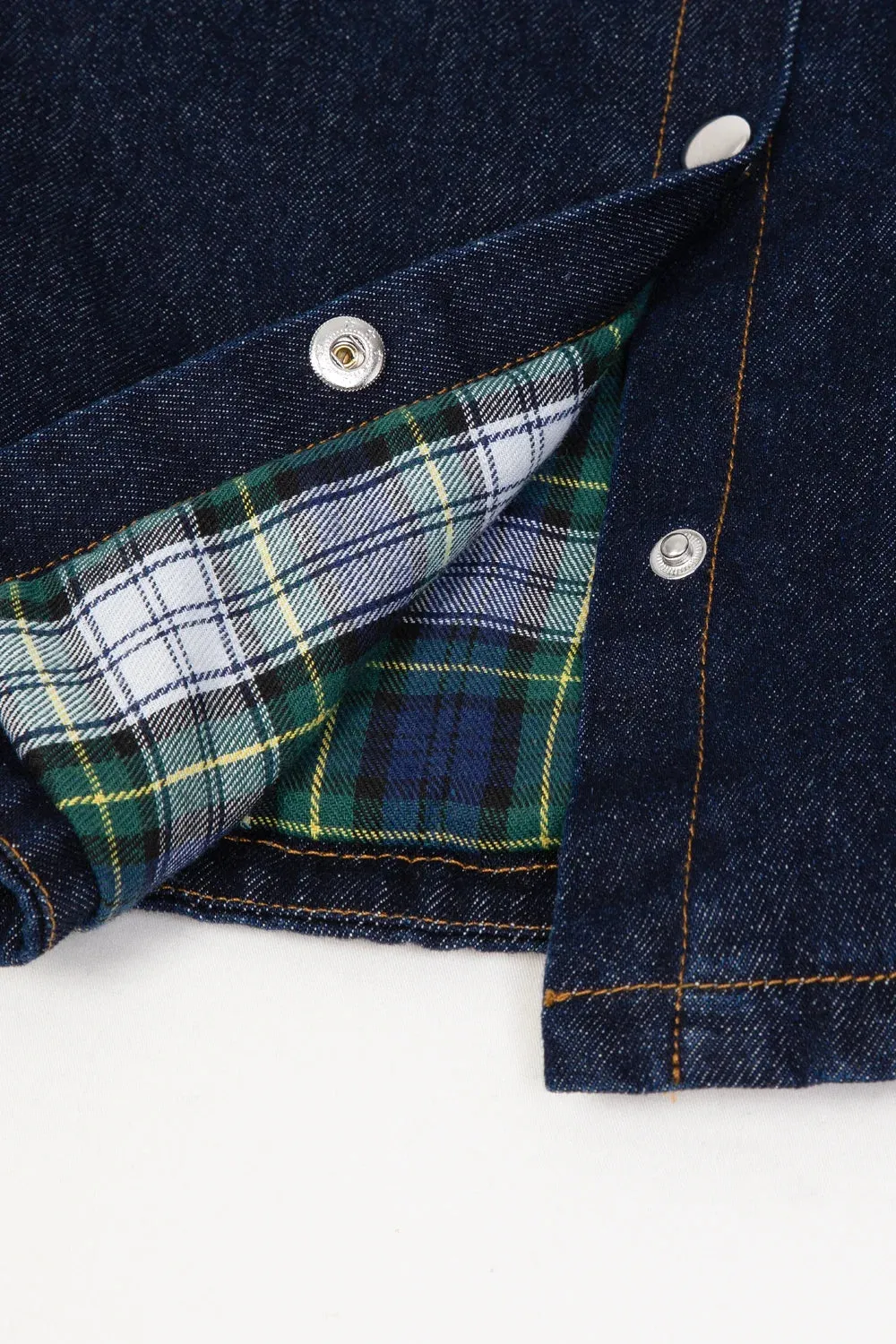 FlannelGo Kids Flannel Lined Jean Shacket,Denim Shirt Jac,Unisex