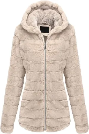 Giolshon Women's Faux Fur Coat  Sherpa-Lined Fleece Jacket