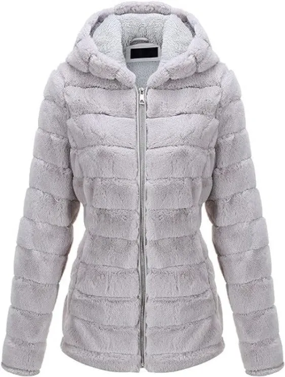 Giolshon Women's Faux Fur Coat  Sherpa-Lined Fleece Jacket