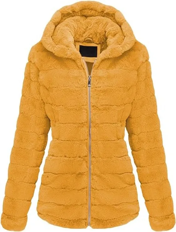 Giolshon Women's Faux Fur Coat  Sherpa-Lined Fleece Jacket