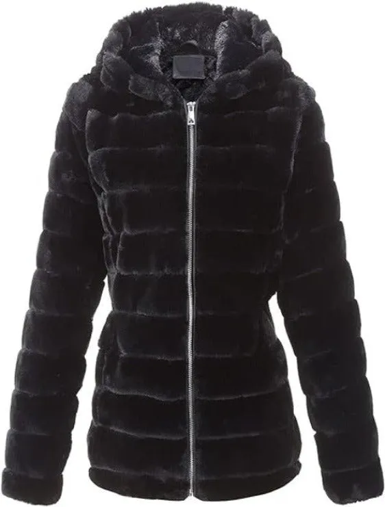 Giolshon Women's Faux Fur Coat  Sherpa-Lined Fleece Jacket