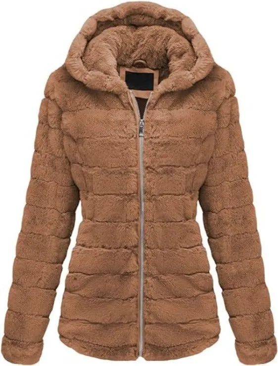 Giolshon Women's Faux Fur Coat  Sherpa-Lined Fleece Jacket