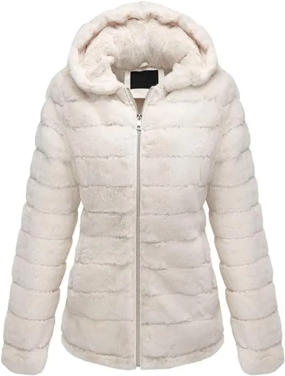 Giolshon Women's Faux Fur Coat  Sherpa-Lined Fleece Jacket