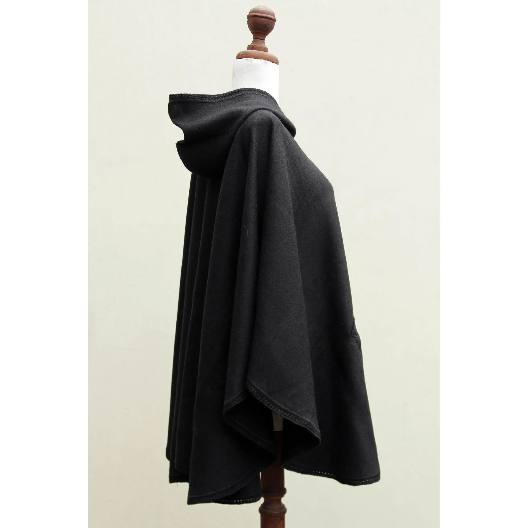 Glamorous Night Black Hooded Ruana Cape