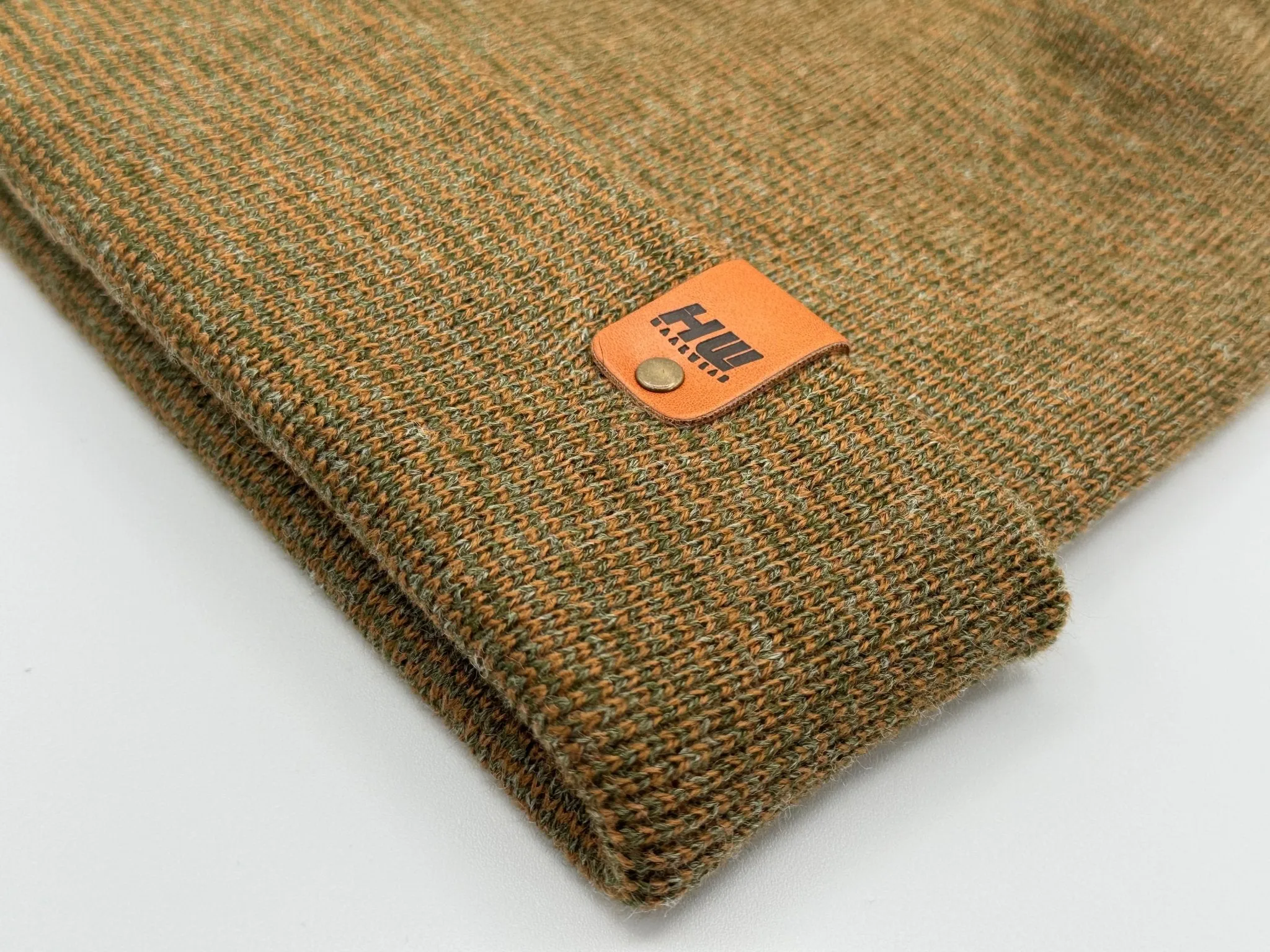 Haakwear Theta Stitch Fusion Cuffed Beanie / Hat (Patent Pending Design) Brown / Green, Made in USA