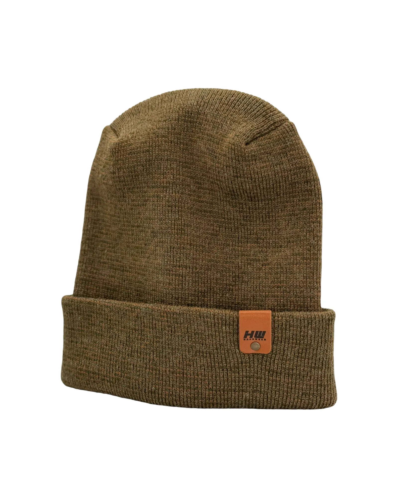 Haakwear Theta Stitch Fusion Cuffed Beanie / Hat (Patent Pending Design) Brown / Green, Made in USA