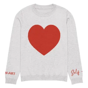 Heart - Knitted crew neck sweater BLEACH