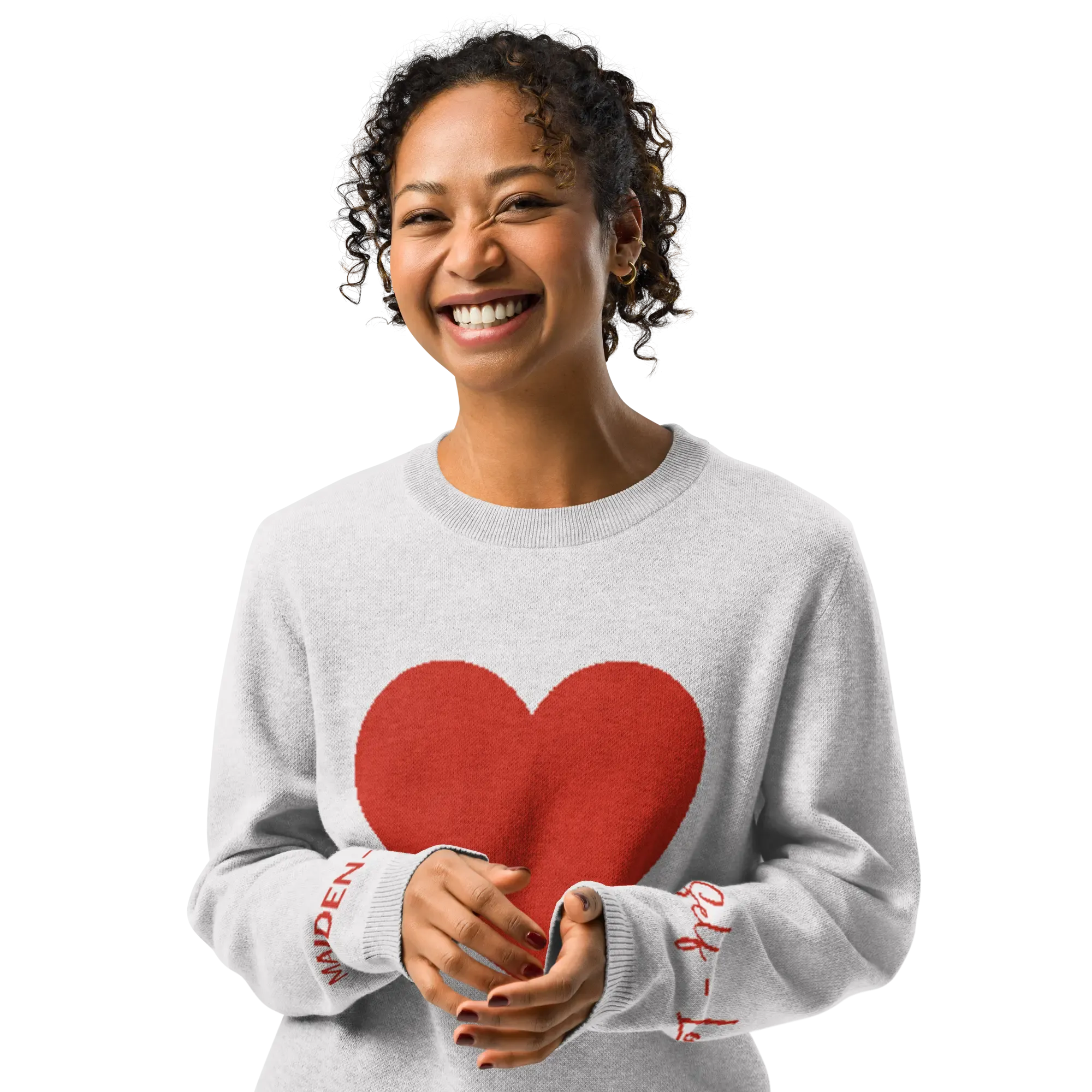 Heart - Knitted crew neck sweater BLEACH