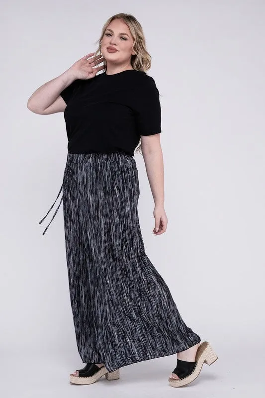 HI Curvy Plus Size Women Drawstring Waist Wide Leg Pants