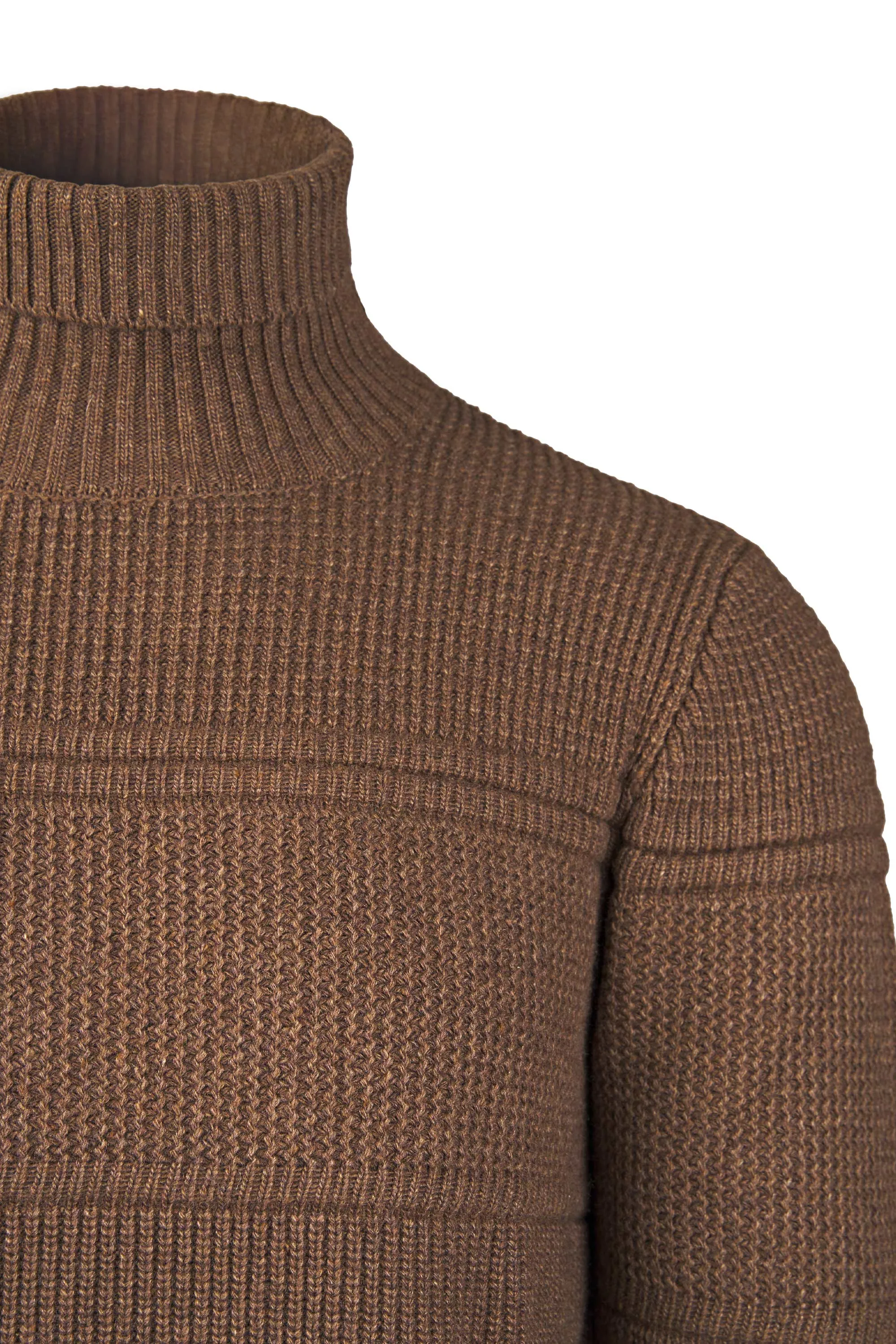 High-Neck Wool-Blend Intarsio Knit Sweater