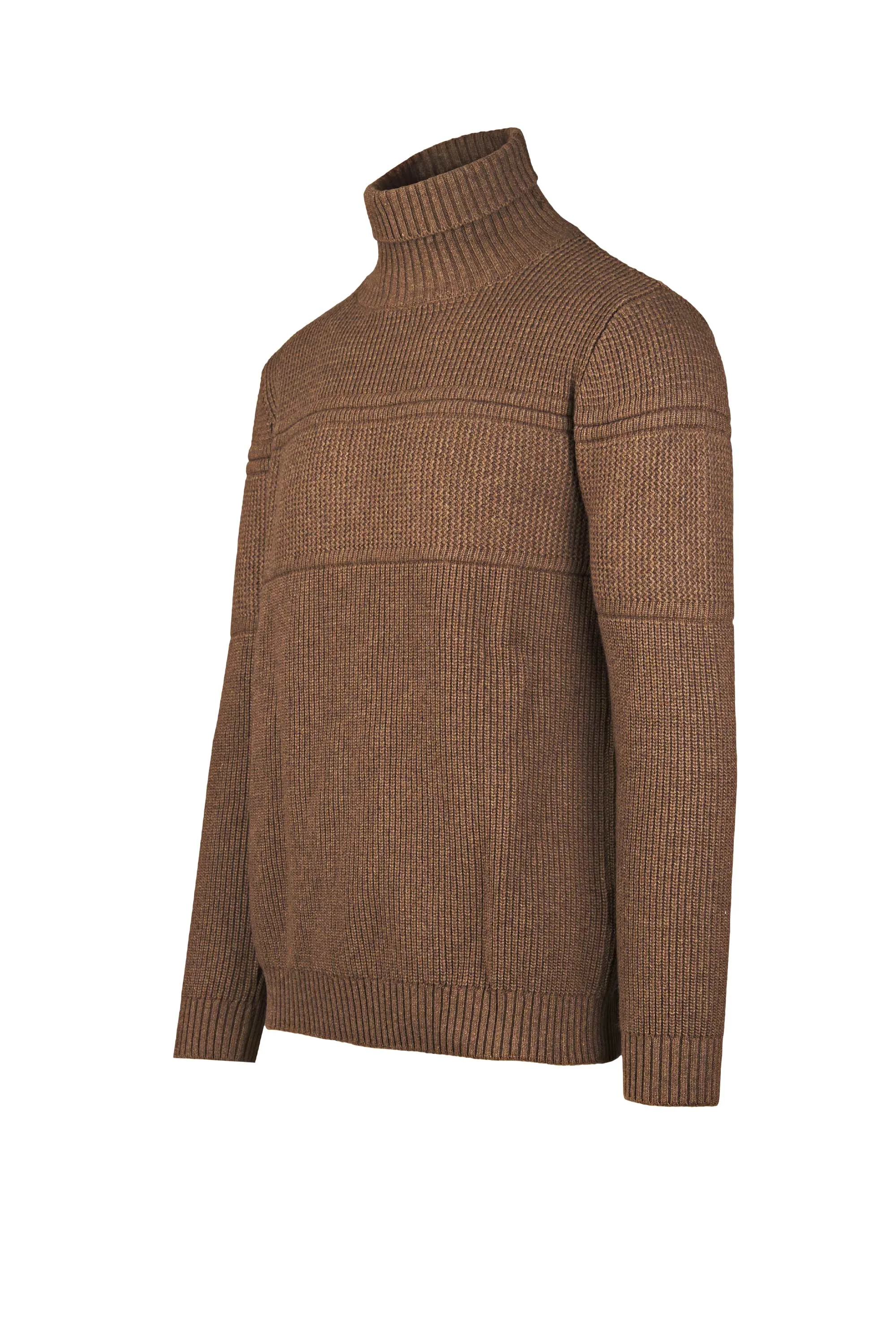 High-Neck Wool-Blend Intarsio Knit Sweater