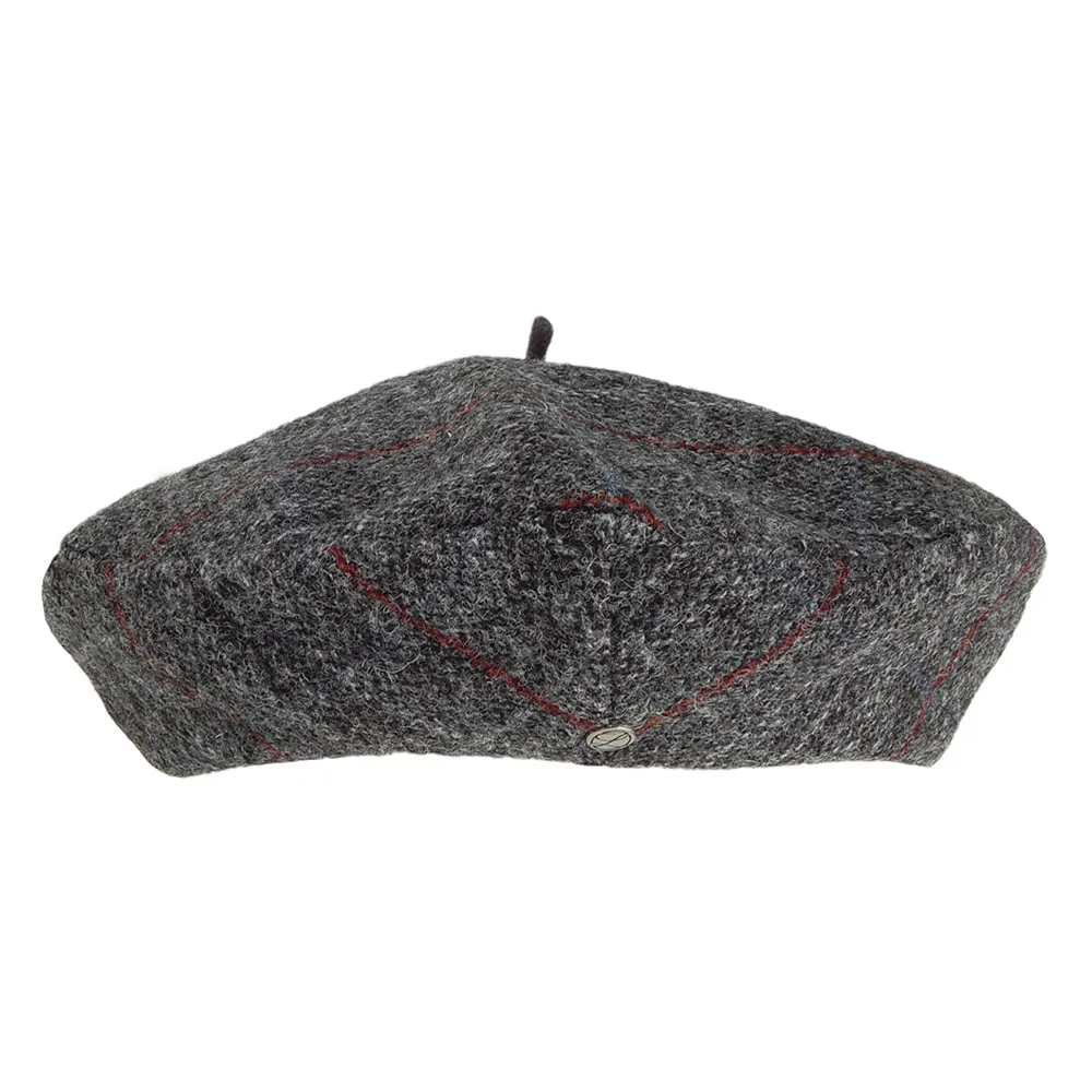 Héritage par Laulhère Hats Gwen Harris Tweed Herringbone Beret - Grey