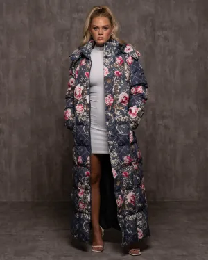 Jacquard Burr Puffer Coat