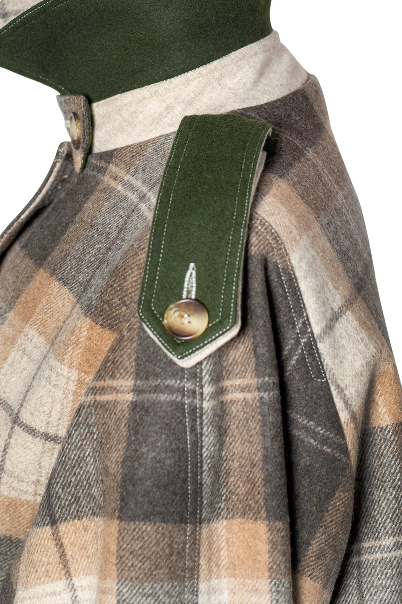 LENE Wool Coat - Checked Brown