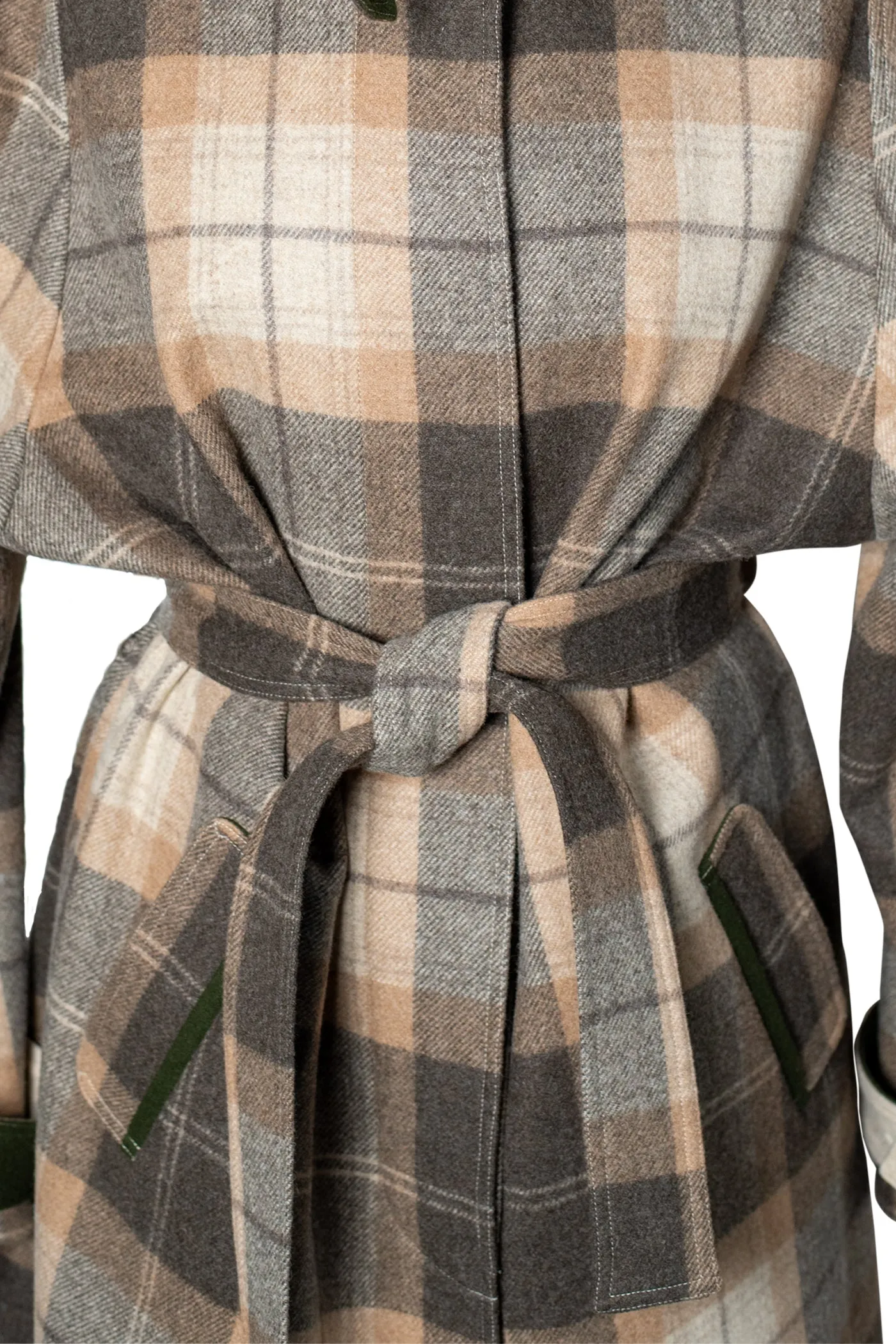 LENE Wool Coat - Checked Brown