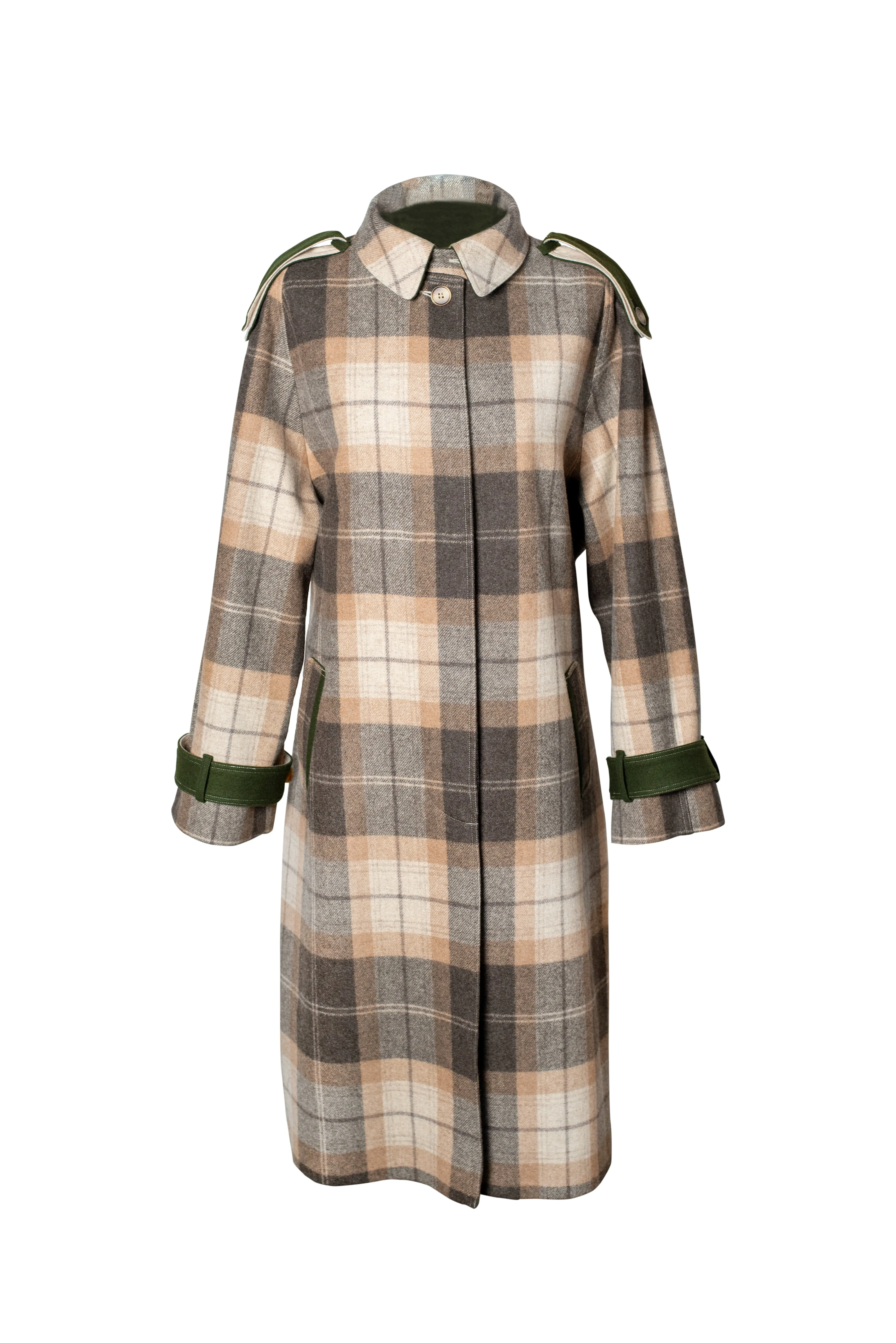 LENE Wool Coat - Checked Brown