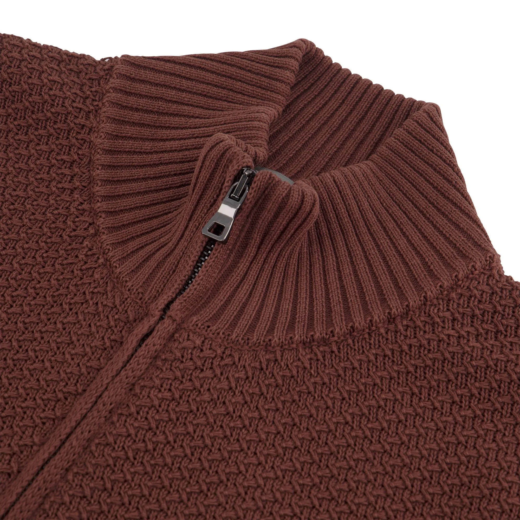 MCKINNON x FERRANTE Full Zip Cardigan BROWN