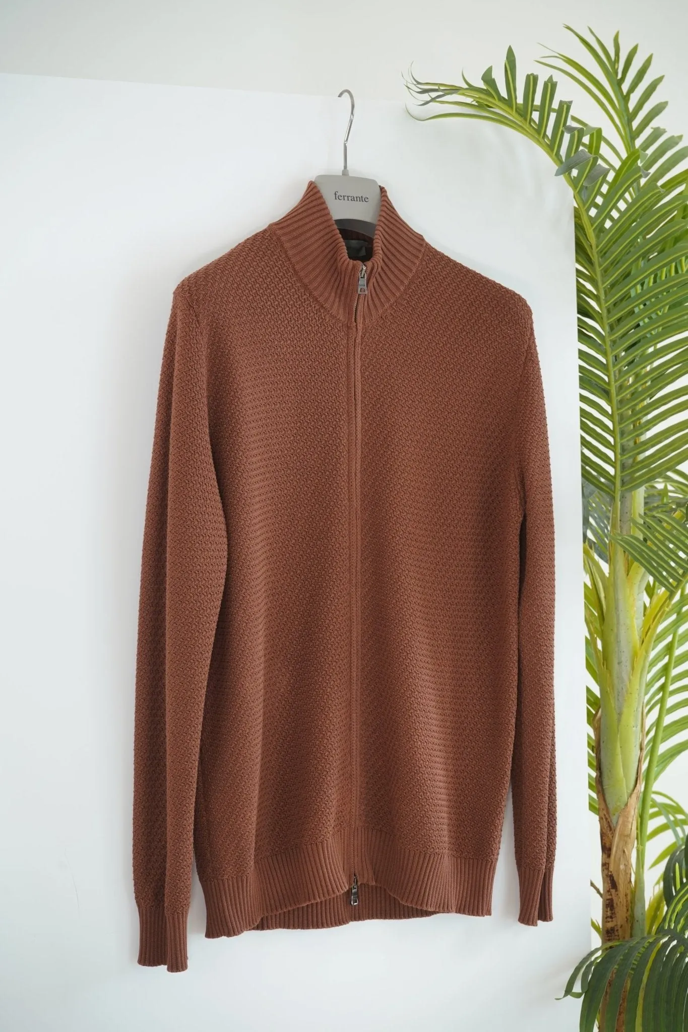 MCKINNON x FERRANTE Full Zip Cardigan BROWN