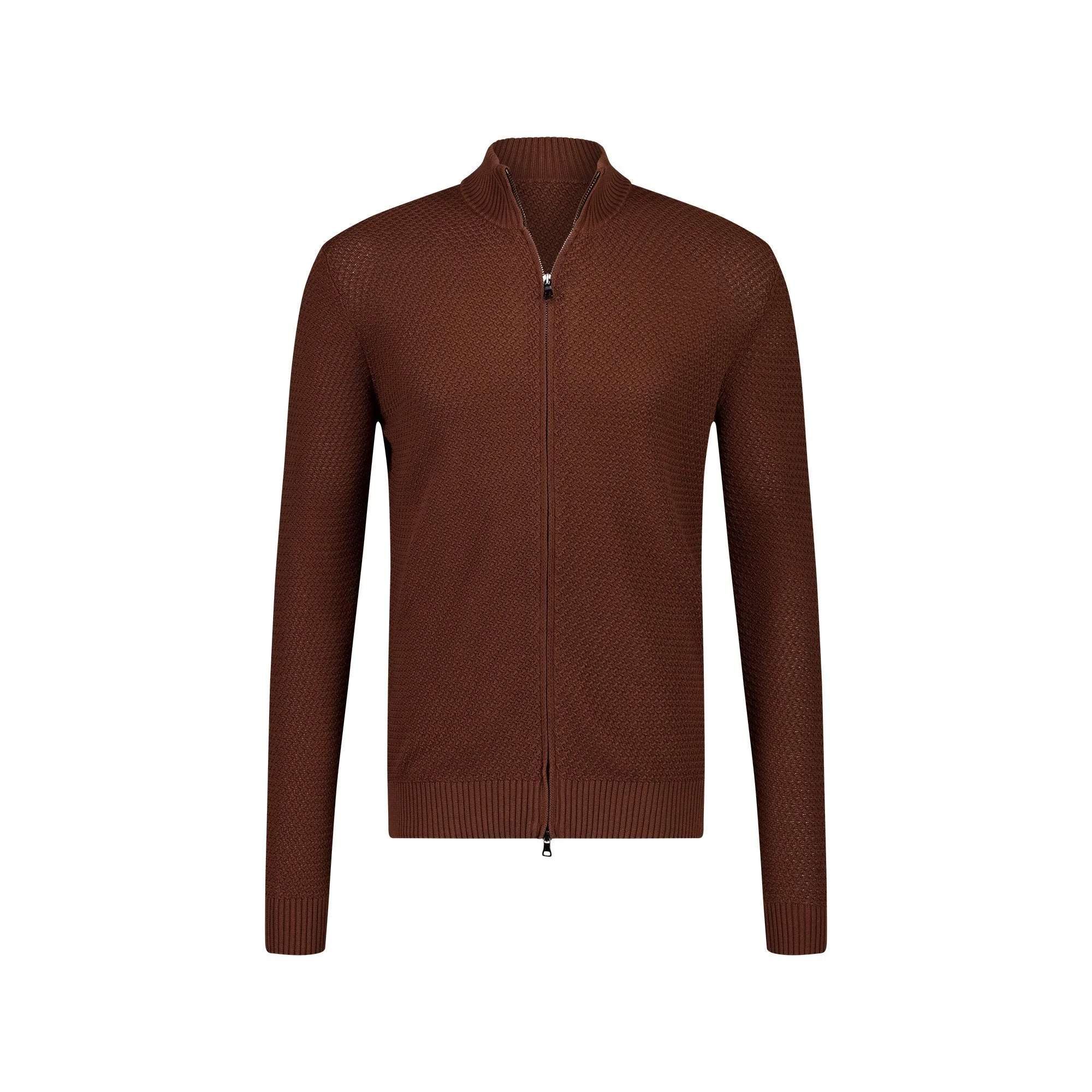 MCKINNON x FERRANTE Full Zip Cardigan BROWN