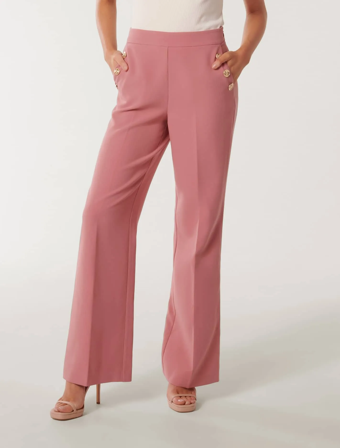 Megan Button Wide Leg Pants