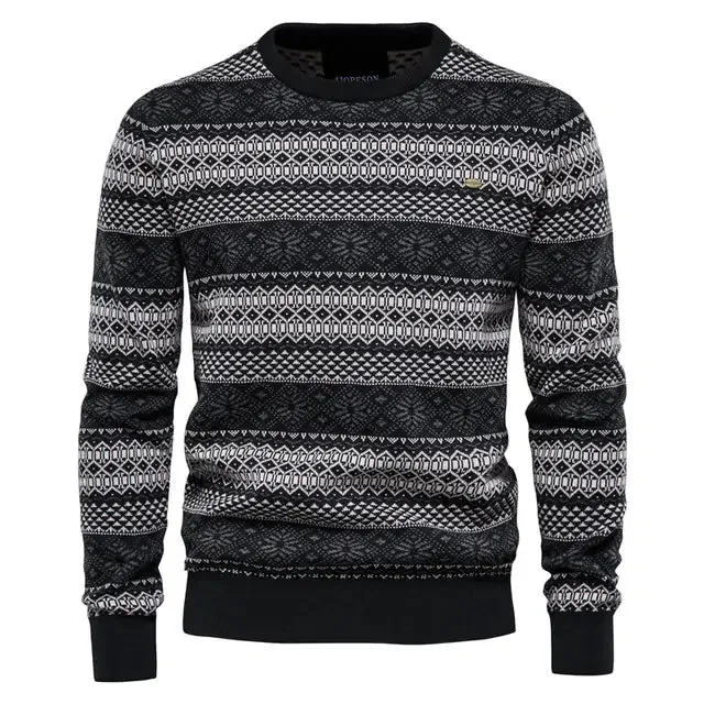 Mens Spliced Cotton Basic Sweater