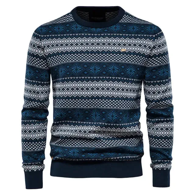 Mens Spliced Cotton Basic Sweater