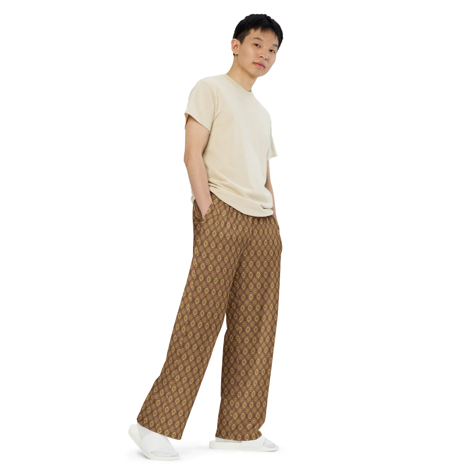 Olive & Brown wide-leg pants for women, men, unisex