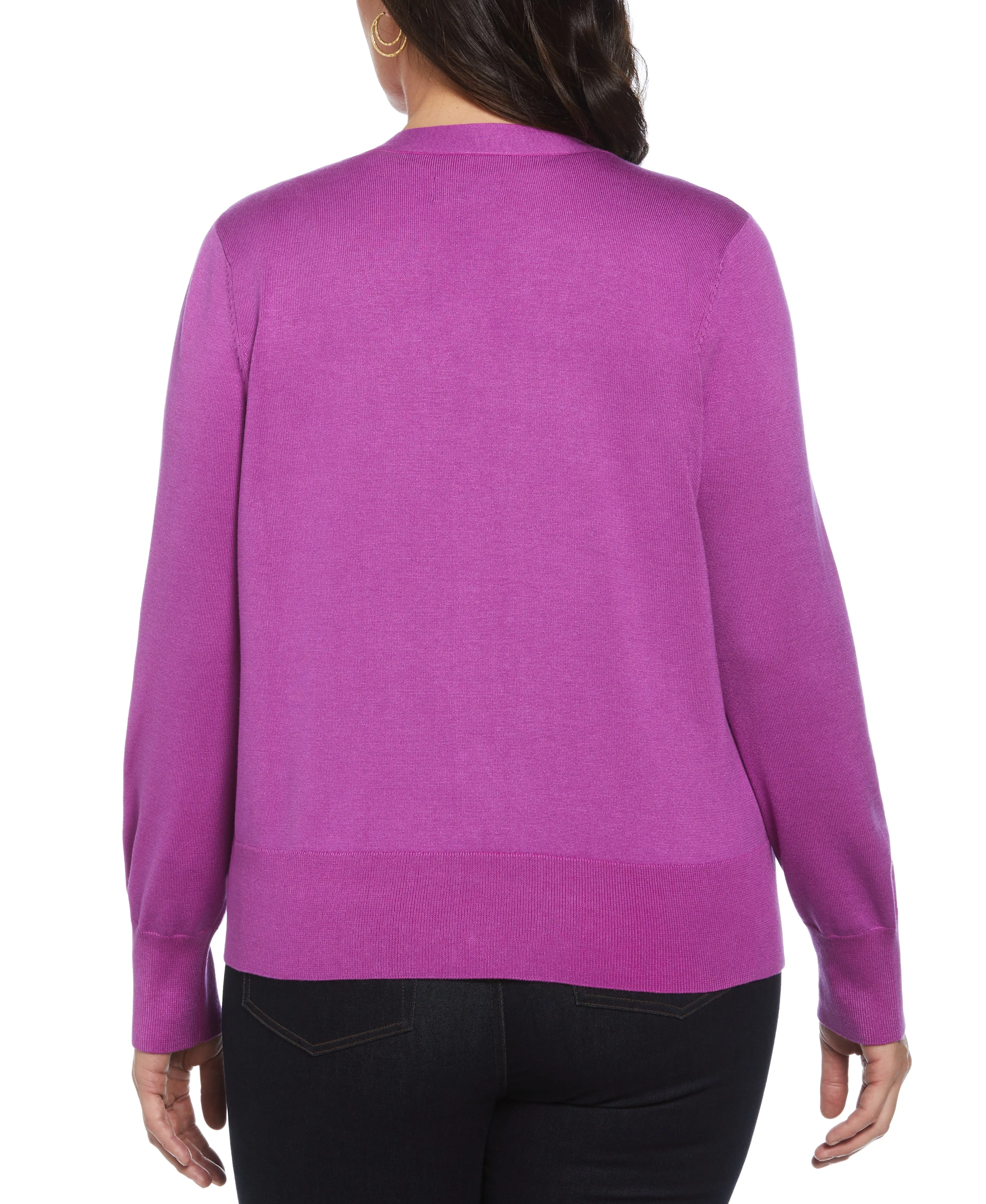 Plus Size Enamel Button Cardigan Sweater