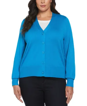 Plus Size Enamel Button Cardigan Sweater