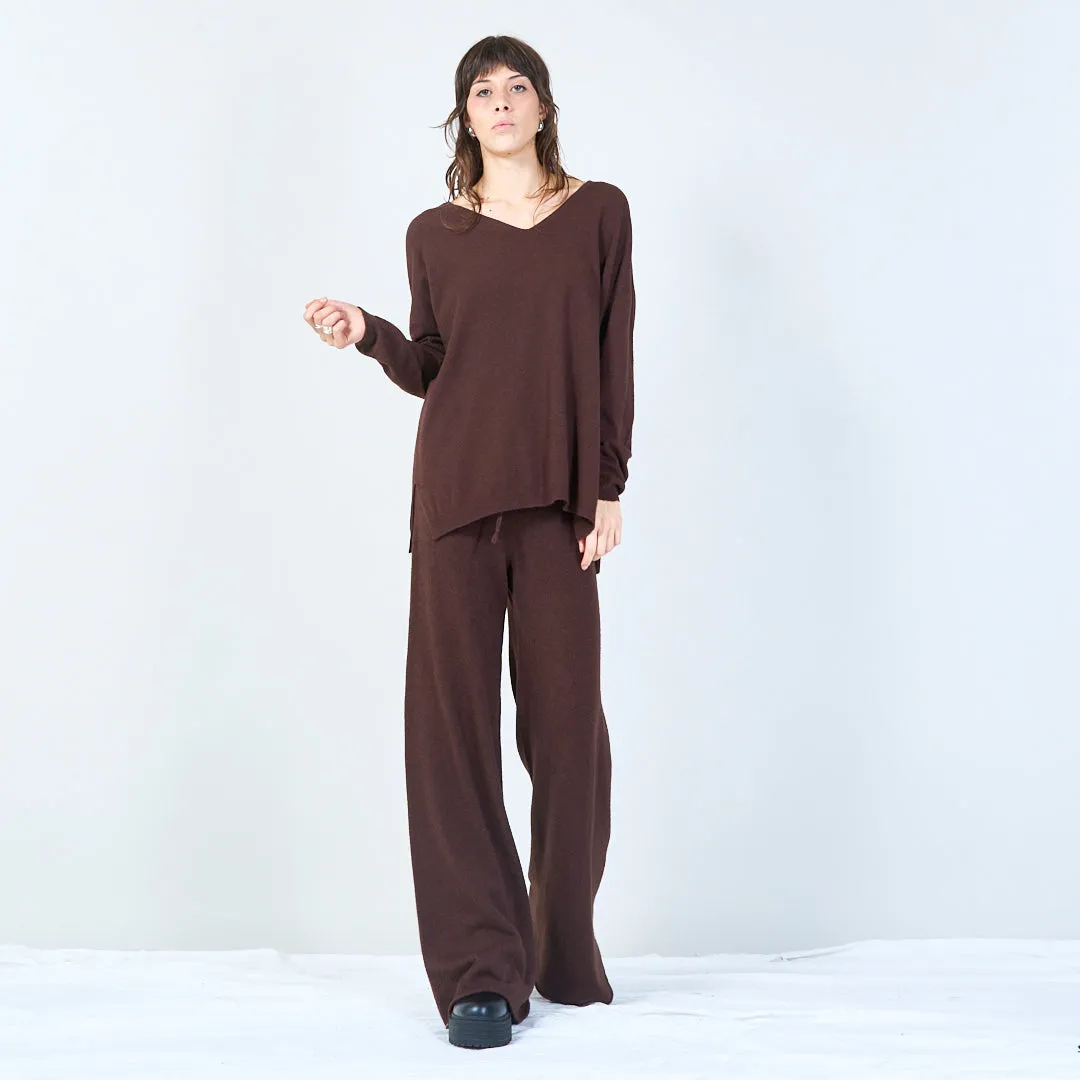 Relaxed wide-leg knit pants wholesale