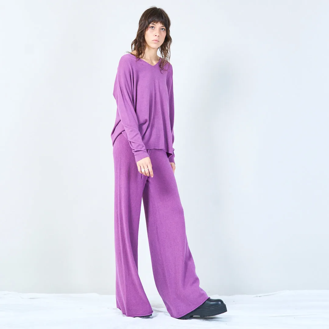 Relaxed wide-leg knit pants wholesale