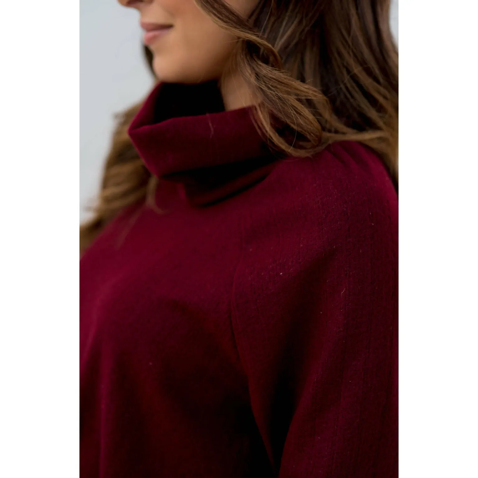 Ribbed Cowl Neck Long Sleeve Sweater Tee