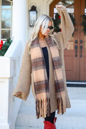 Snuggly Elevation Plaid Fringe Scarf - DOORBUSTER