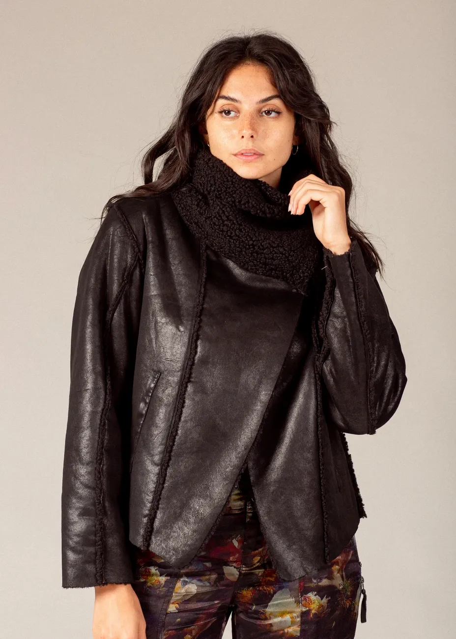 Starla Black Reversible Jacket, Faux Shearling